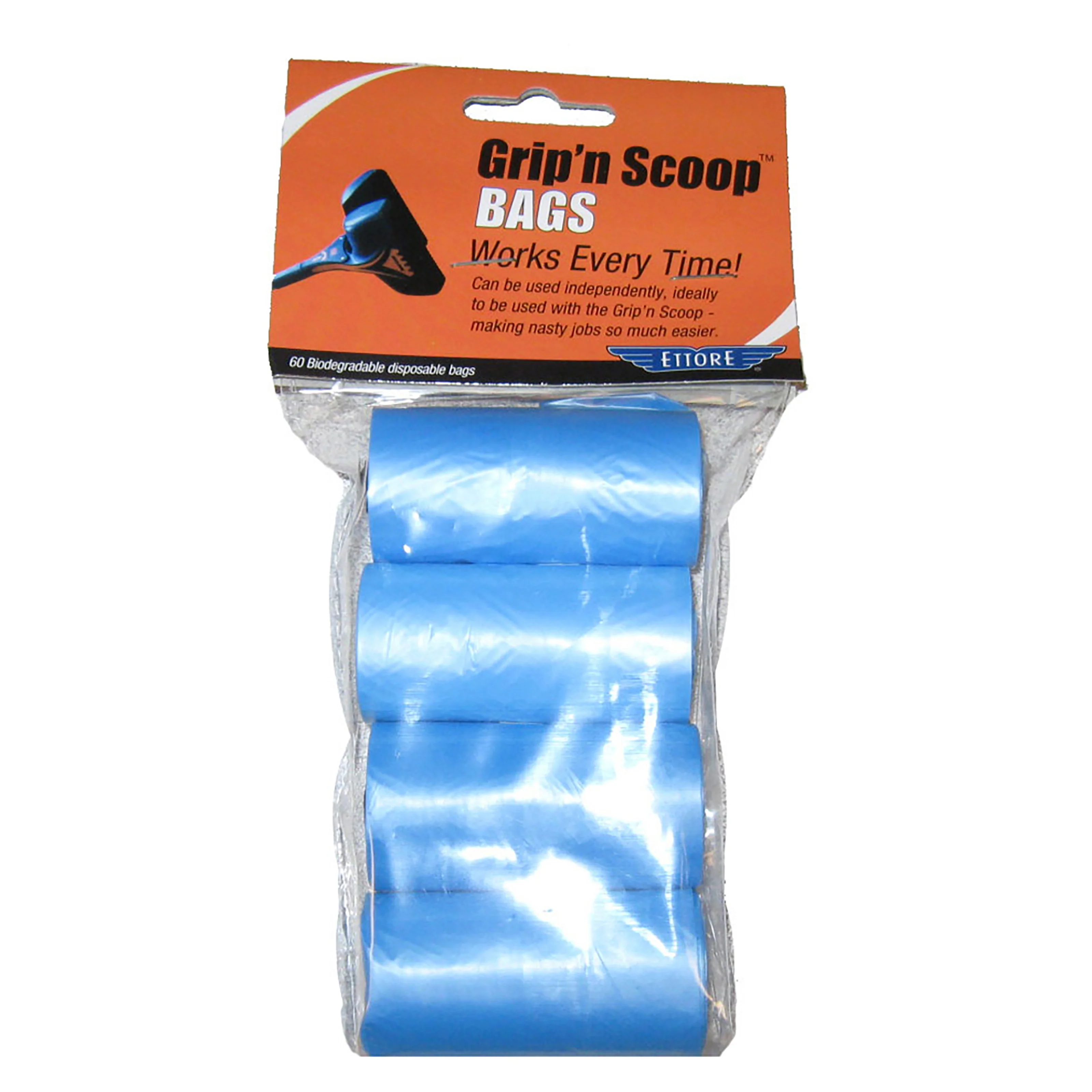 Ettore Grip’n Scoop Biodegradable Pet Waste Bags (60 Count)